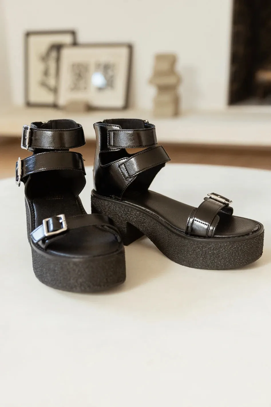 Alexia Platform Sandals in Black - FINAL SALE