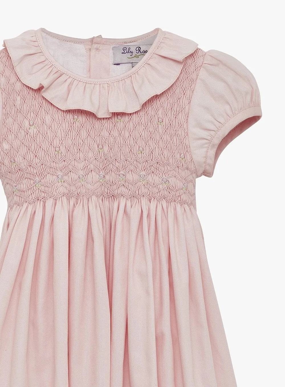 Baby Willow Rose Hand Smocked Dress in Pink