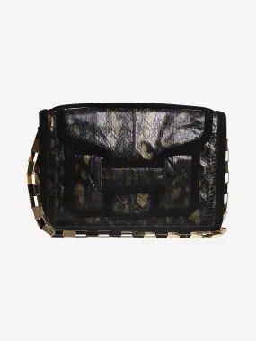 Black snake print Alpha flap bag