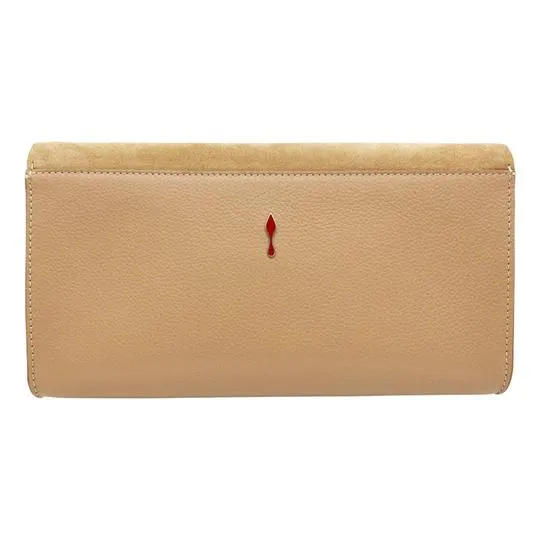 Christian Louboutin Clutch Vero Dodat Velour Suede Beige Leather Cross Body Bag