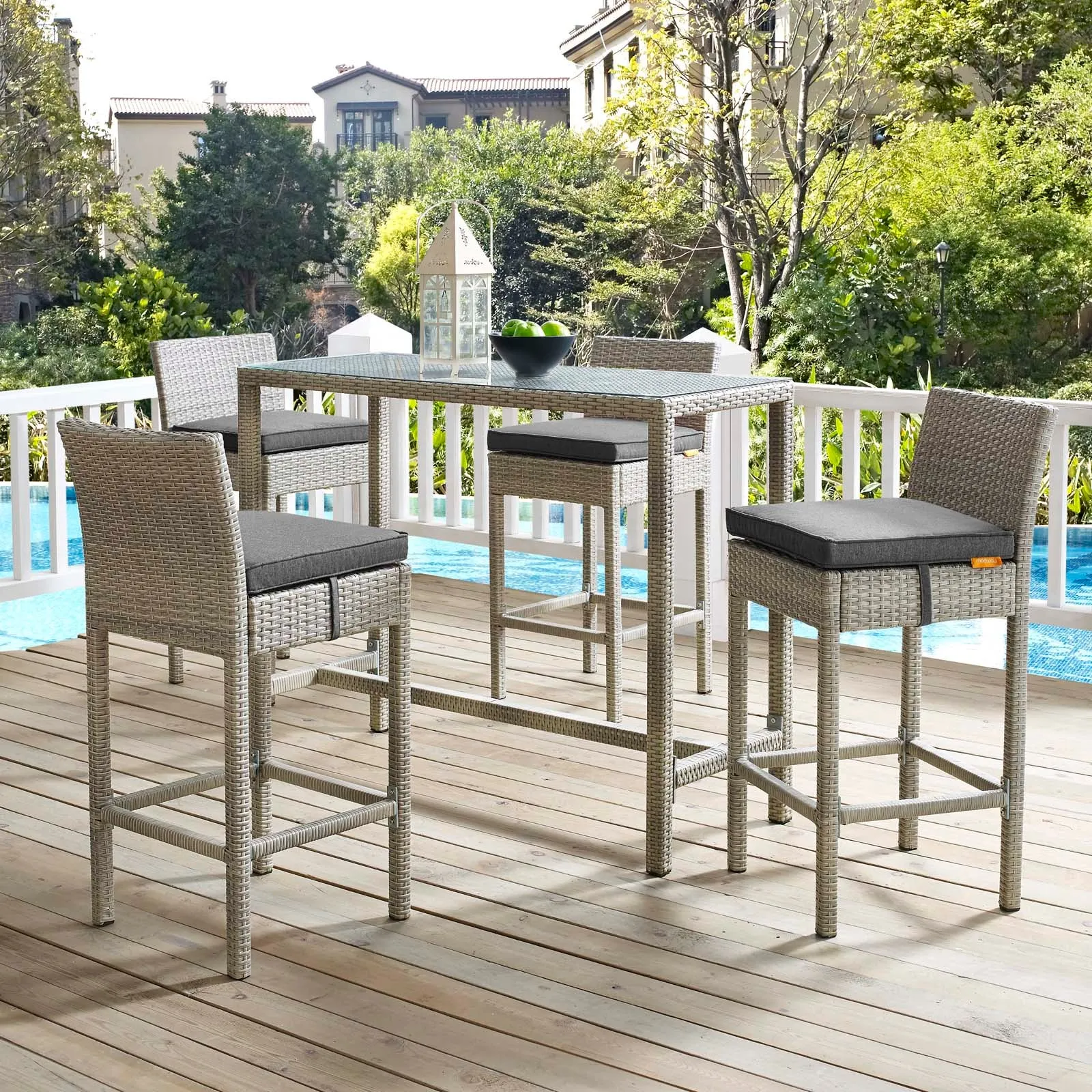 Conduit 5 Piece Outdoor Patio Wicker Rattan Set by Modway