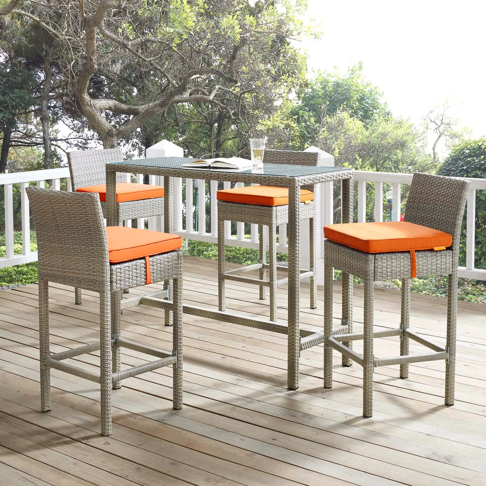 Conduit 5 Piece Outdoor Patio Wicker Rattan Set by Modway