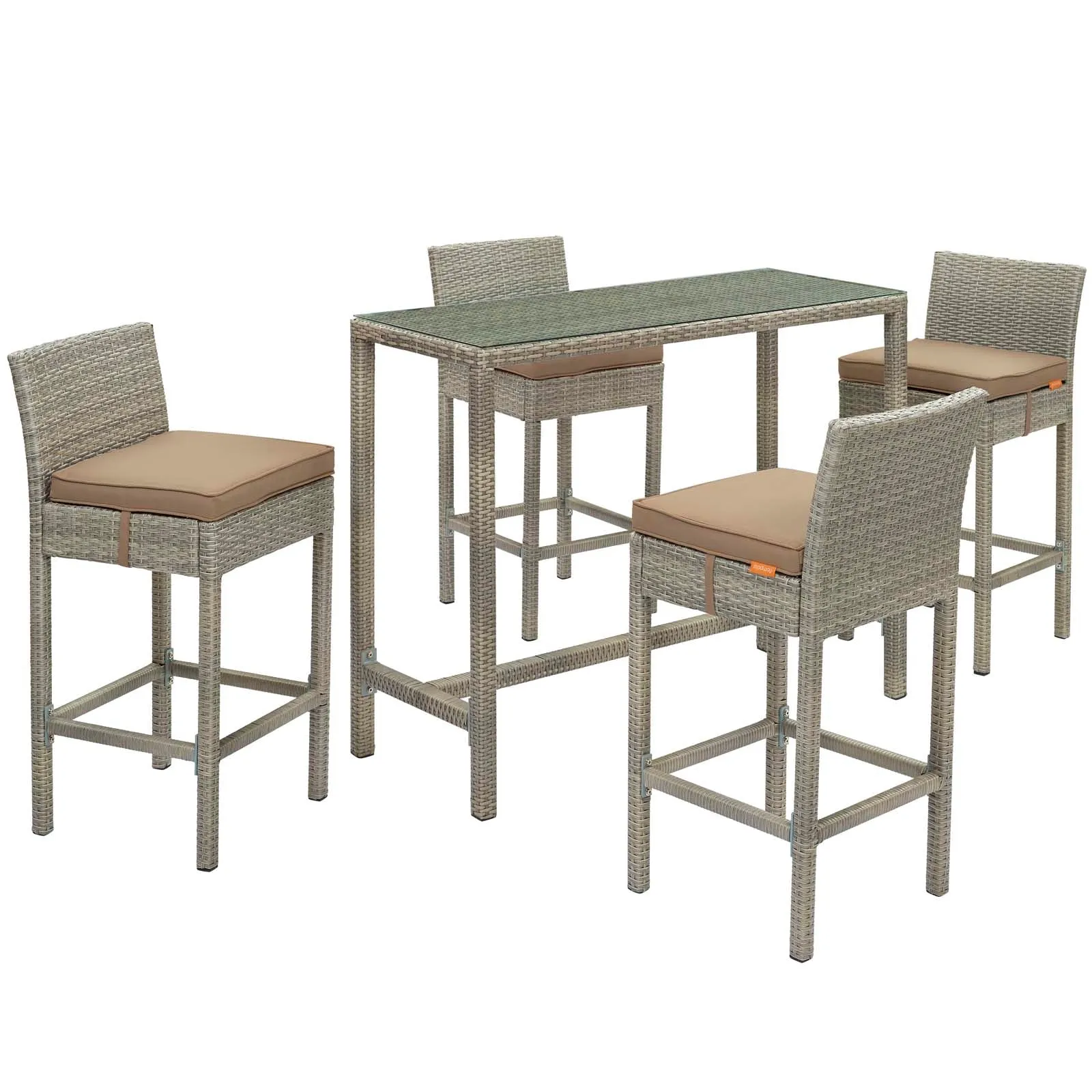 Conduit 5 Piece Outdoor Patio Wicker Rattan Set by Modway