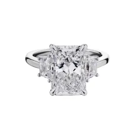 ELONGATED CUSHION CUT DIAMOND RING WITH SIDE DIAMONDS