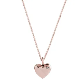 Forever Heart Diamond Set Solid Rose Gold Necklace