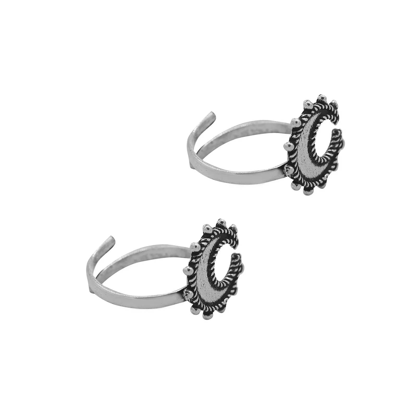 Kshtriya Moon Silver Oxidized  Toe rings