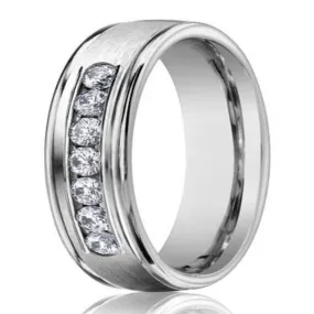 Men's 14K White Gold Wedding Ring with 7 Diamonds | 6mm