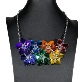 Rainbow Flower Statement Necklace